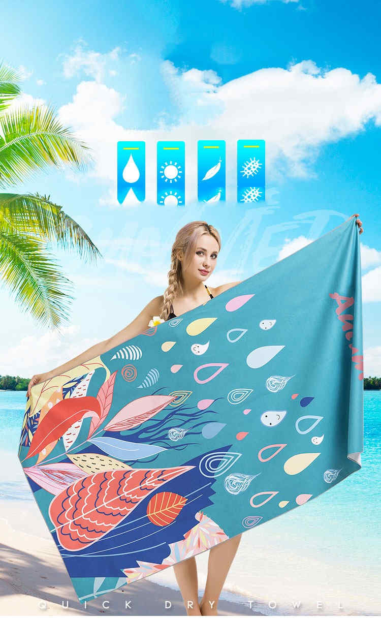 Factory Price Logo Printed Microfiber Beach Towel